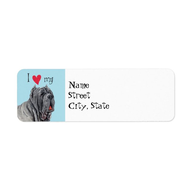 Etiqueta Eu amo o meu Mastino (Frente)
