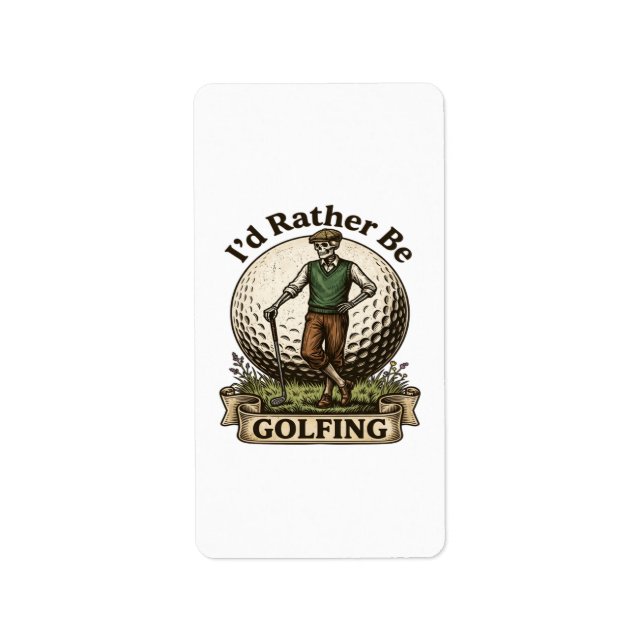 Etiqueta Eu Preferiria Estar Jogando Golfe  (Frente)