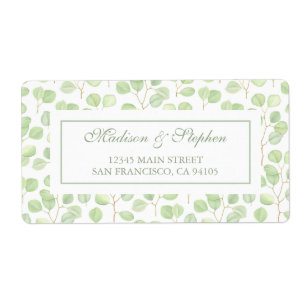 Etiqueta Eucalipto do dólar de prata & ramos - casamento