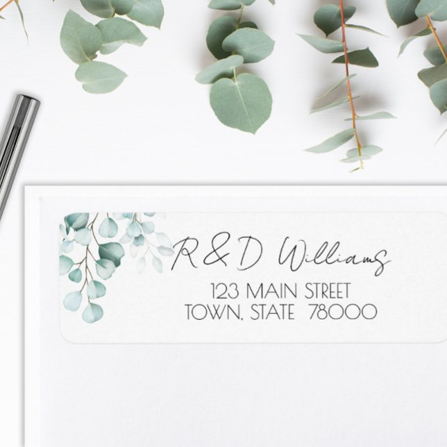 Etiqueta Eucalyptus Botanic Return Address (Elegant eucalyptus return address label)