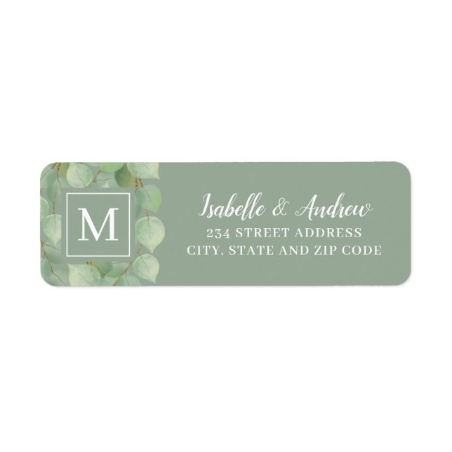 Etiqueta Eucalyptus Botânico Verde Monograma (Frente)