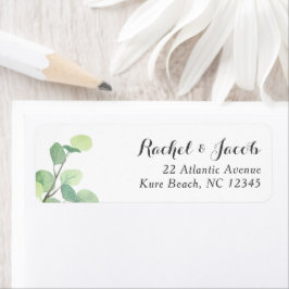 Etiqueta Eucalyptus Greenery Modern Script Wedding