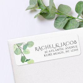 Etiqueta Eucalyptus Greenery Watercolor Endereço de Devoluç