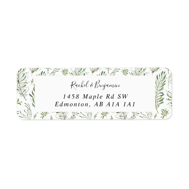 Etiqueta Eucalyptus Script Wedding Boho Chic Greenery (Frente)