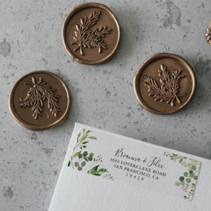 Etiqueta Eucalyptus Simple Brown Floral Return Address