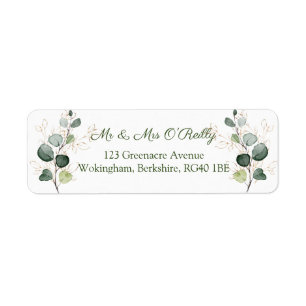 Etiqueta Eucalyptus Twigs: Casamento de Folhas Douradas 