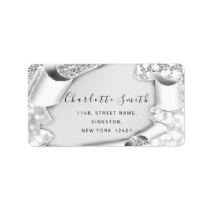 Etiqueta Evento Nupcial RSVP Bridal Efeito 3D Glitter Silve