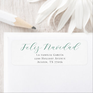Etiqueta Evergreen Feliz Navidad Mail Return Address Label