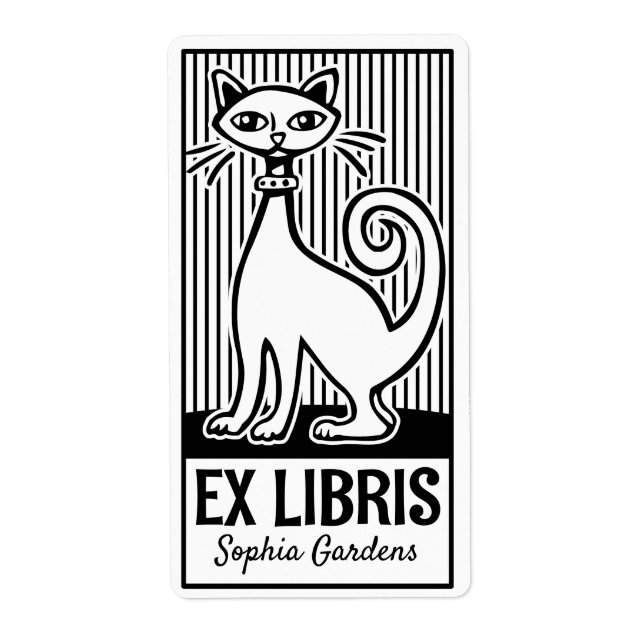 Etiqueta Ex Libris - Gato Retro v2 (Frente)