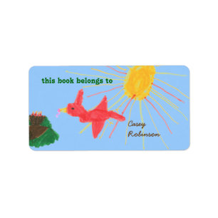 Etiqueta Ex libris personalizado de passarinho alegre