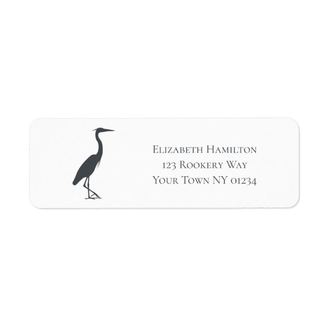 Etiqueta excelente de silhueta Blue Heron Egret personaliza (Frente)