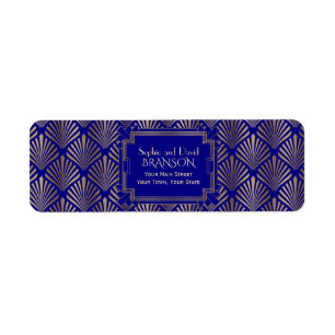 Etiqueta Excelente Real Marinho Azul Dourada Gatsby Art Dec