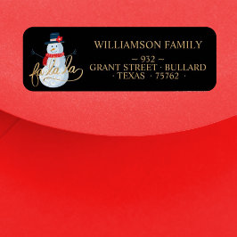 Etiqueta Fa La Holiday Snowman Family Black Address