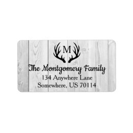 Etiqueta Fábrica russa Negra Deer Antlers e Madeira Branca