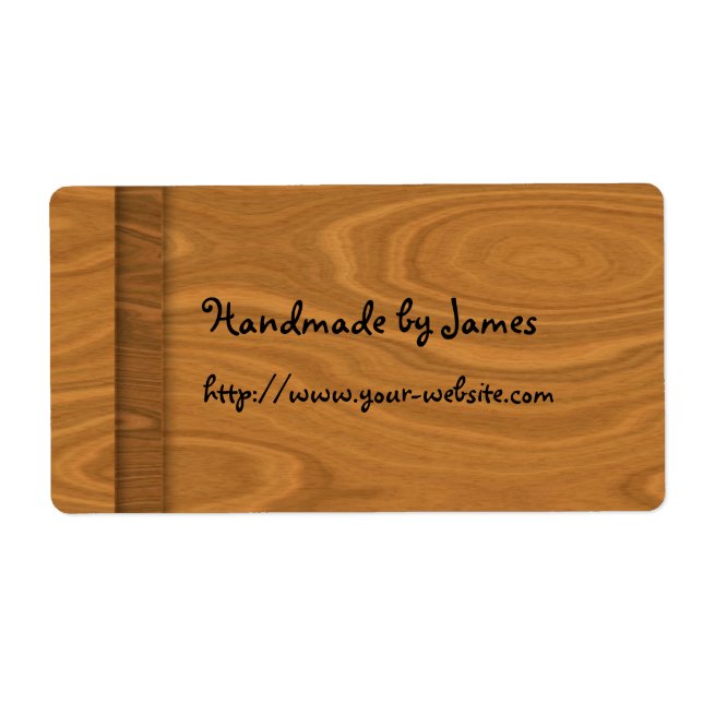 Etiqueta Fabricado à mão - design de madeira (Frente)