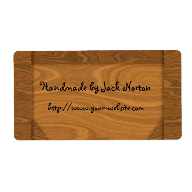 Etiqueta Fabricado à mão - design de madeira (Frente)