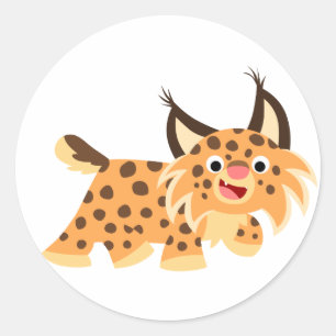 Etiqueta faceta bonito do lince dos desenhos