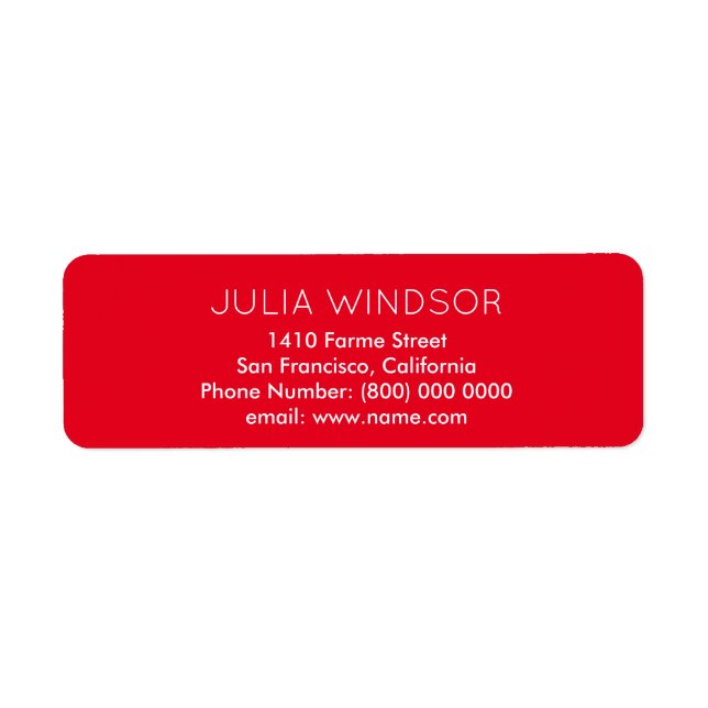 Etiqueta fácil de ler e simples, vermelho simples (Frente)