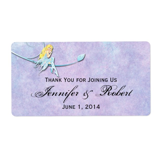 Etiqueta Fada Azul no Rótulo da Garrafa de Água da Cor da Á (Frente)