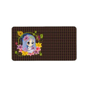 Etiqueta Fada De Dragão Chibi De Olhos Grandes E Bonitos