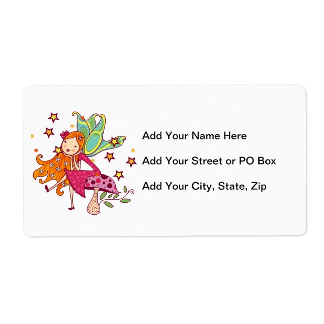 Etiqueta Fada do jardim no cogumelo (Frente)