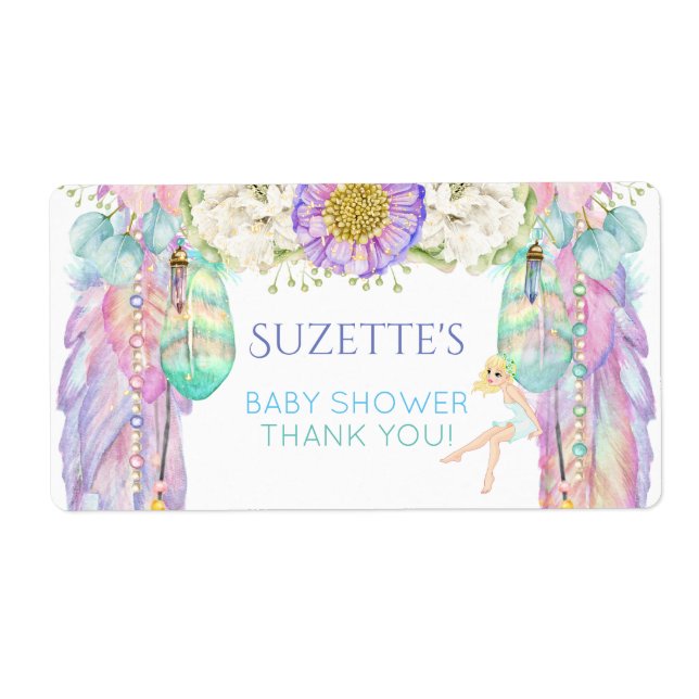 Etiqueta Fada Dream Catcher Water Bottle Gift Obrigado (Frente)