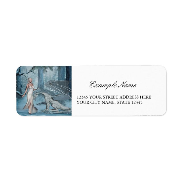 Etiqueta Fada maravilhosa com dragão (Frente)