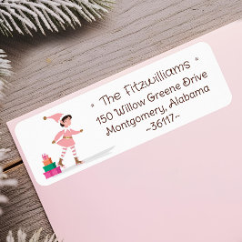 Etiqueta Fada Rosa do Natal de Patinação no Gelo