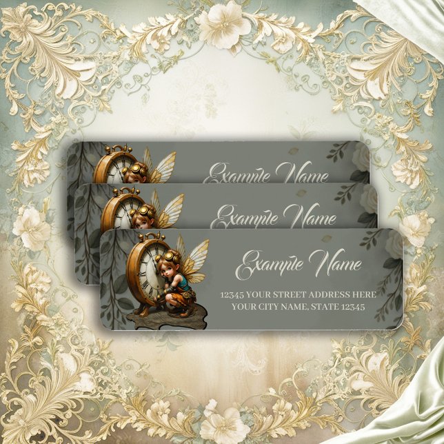 Etiqueta Fada Steampunk com Asas Ouros (Criador carregado)