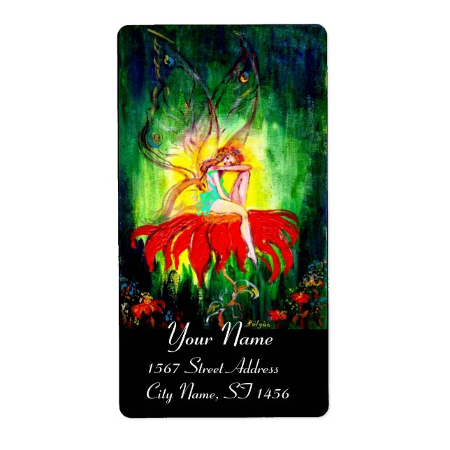 ETIQUETA FAIRY DREAMING NA FLOR VERMELHA (Frente)