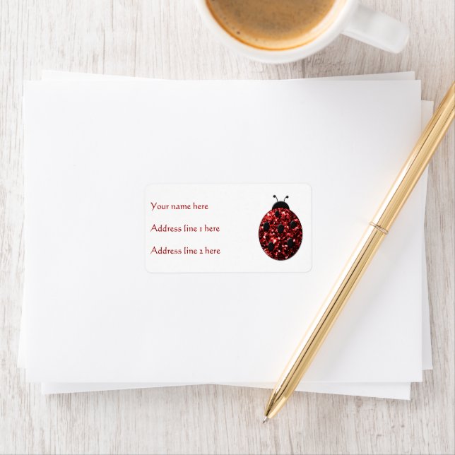 Etiqueta Faíscas cintilantes de ladybug vermelho escuro (Insitu)