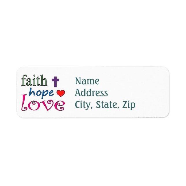 Etiqueta Faith Hope Love (Frente)
