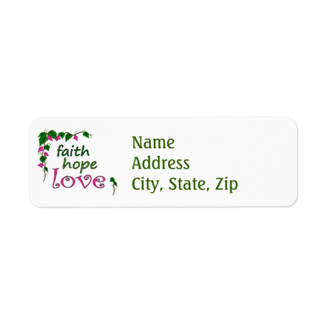 Etiqueta Faith Hope Love (Frente)