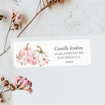 Fall Pink Pumpkin Address Label