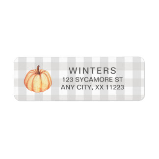 Etiqueta Fall Pumpkin Gingham, outono do país