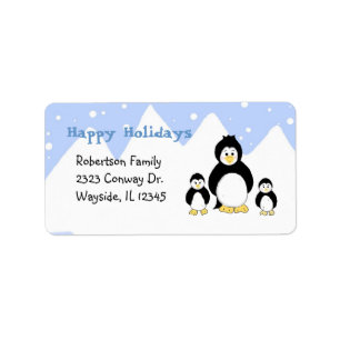 Etiqueta Família de Pinguins Iceberg