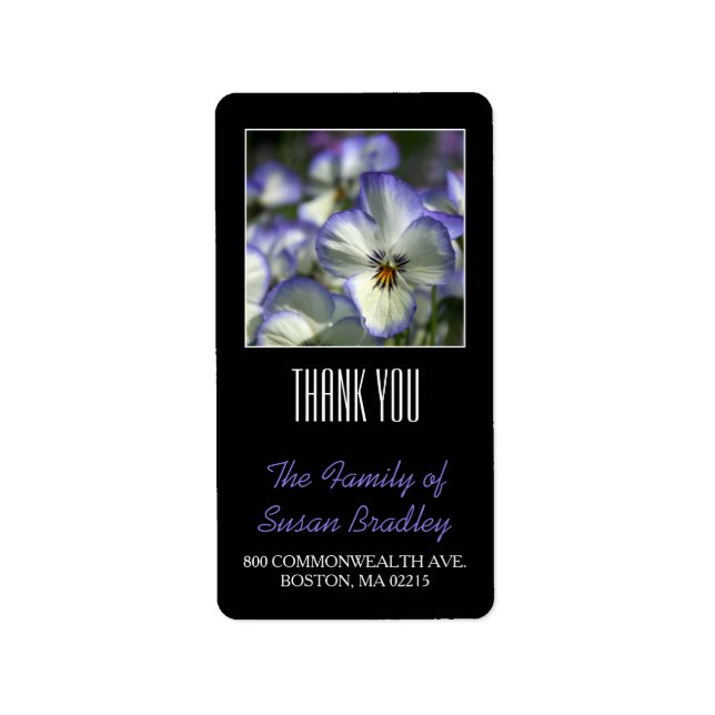 Etiqueta Família Personalizada Pansies 2 Obrigado Rótulo (Frente)