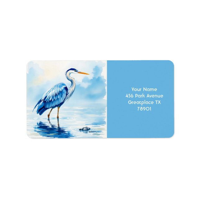 Etiqueta Fantasy Bird Blue Watercolor (Frente)