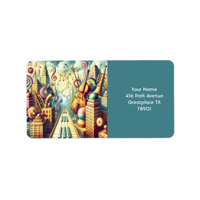 Etiqueta Fantasy Cute Abstrato Music City (Frente)