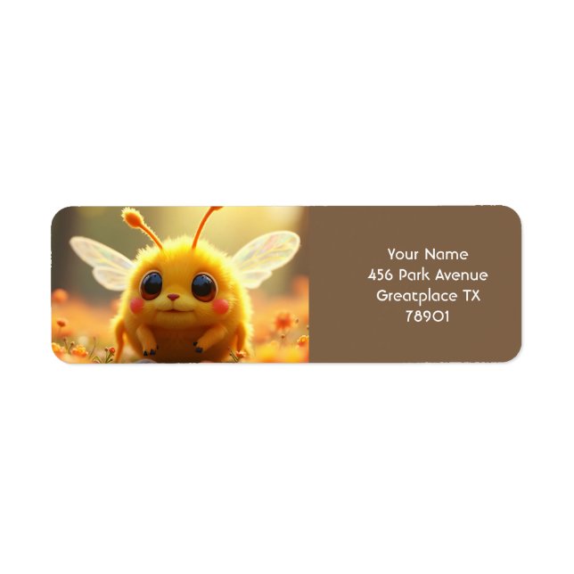 Etiqueta Fantasy Cute Bee Inseto Sun (Frente)