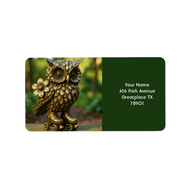 Etiqueta Fantasy Cute Brass Owl Skates (Frente)
