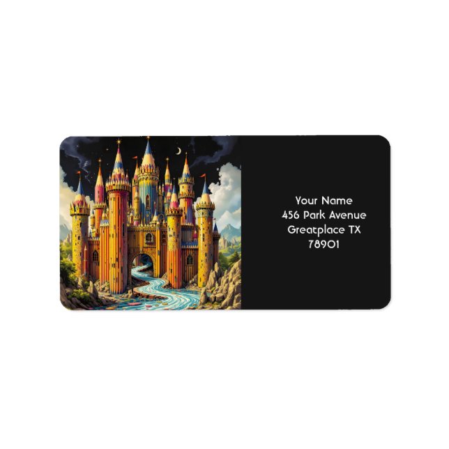 Etiqueta Fantasy Cute Castle De Lápis (Frente)