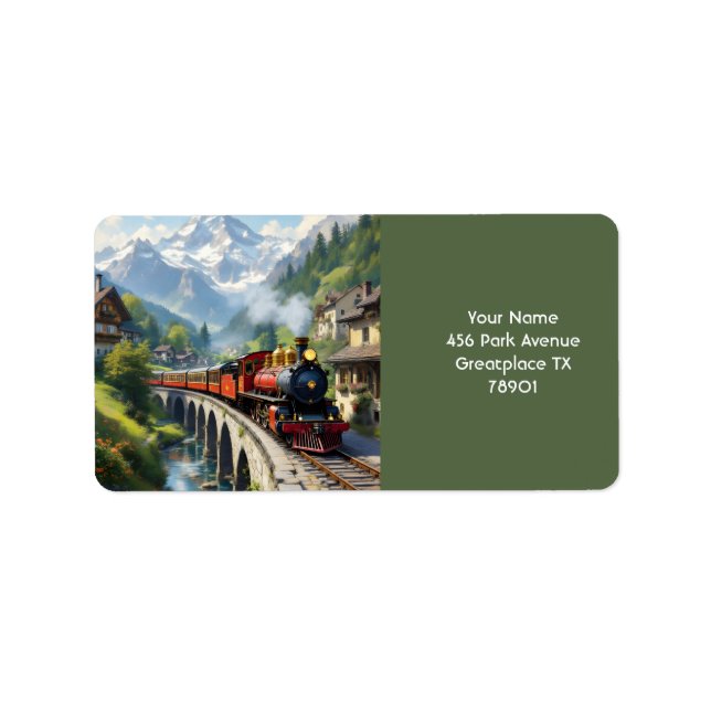 Etiqueta Fantasy Cute Crimson Antiguo Trem (Frente)