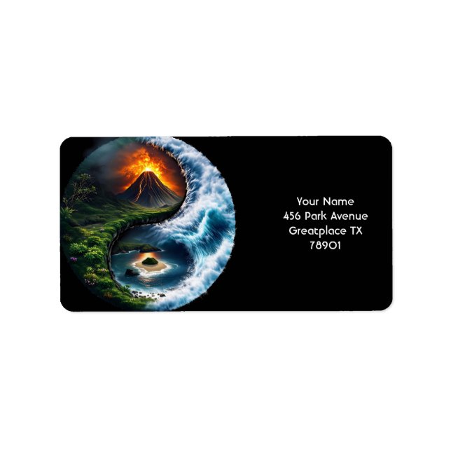 Etiqueta Fantasy Cute Earth Yin Yang (Frente)