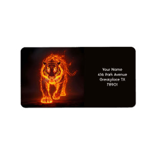 Etiqueta Fantasy Cute Fire Big Tiger