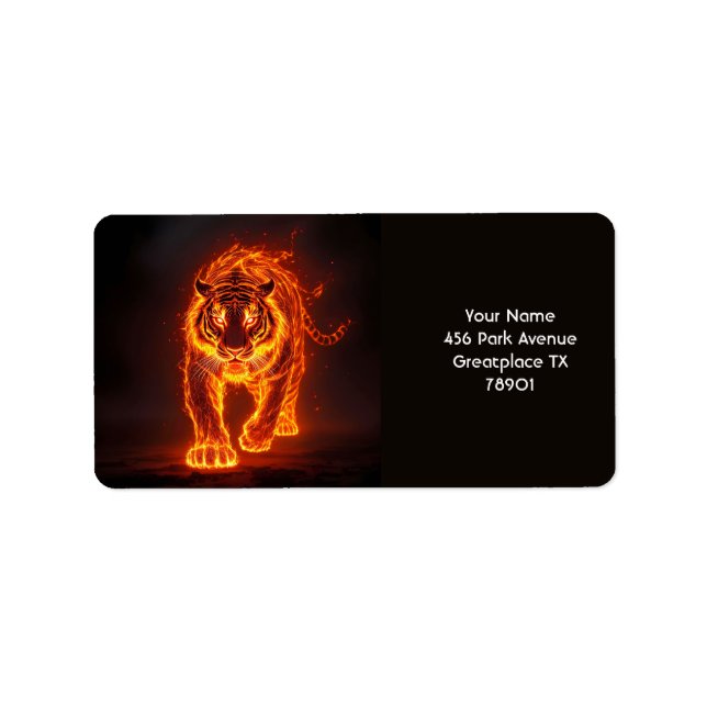 Etiqueta Fantasy Cute Fire Big Tiger (Frente)
