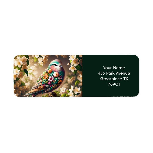 Etiqueta Fantasy Cute Floral Bird Jasmine (Frente)