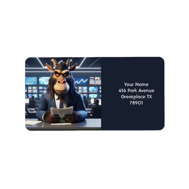 Etiqueta Fantasy Cute Grumpy Old Gnu (Frente)