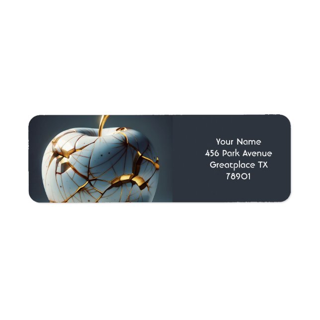 Etiqueta Fantasy Cute Kintsugi Porcelain Apple (Frente)
