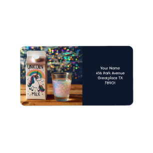 Etiqueta Fantasy Cute Milk Unicorn Rainbow